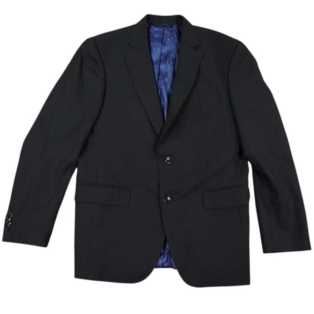 Ted Baker Blazer Mens 42R Black Regular Jay CT Wool Sport Coat Made Fabric Italy